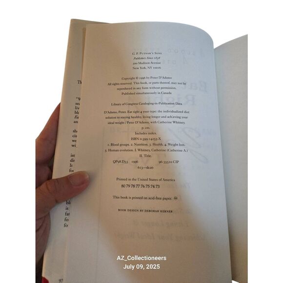 Eat right for your type by Dr. Peter J. D'Adamo - Putnam books - isbn 039914255x - Picture 6 of 7